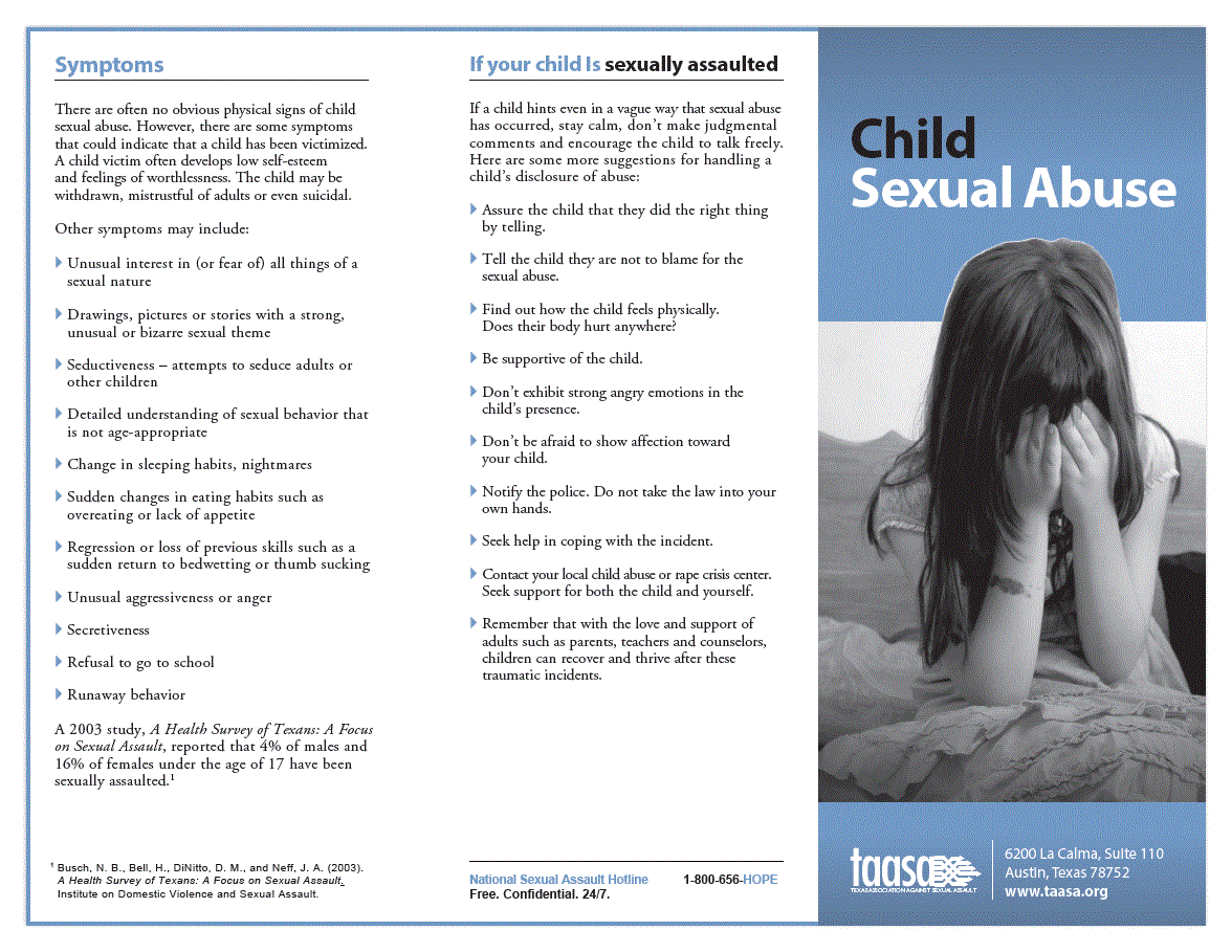 Signs and symptoms of sexual abuse in toddlers